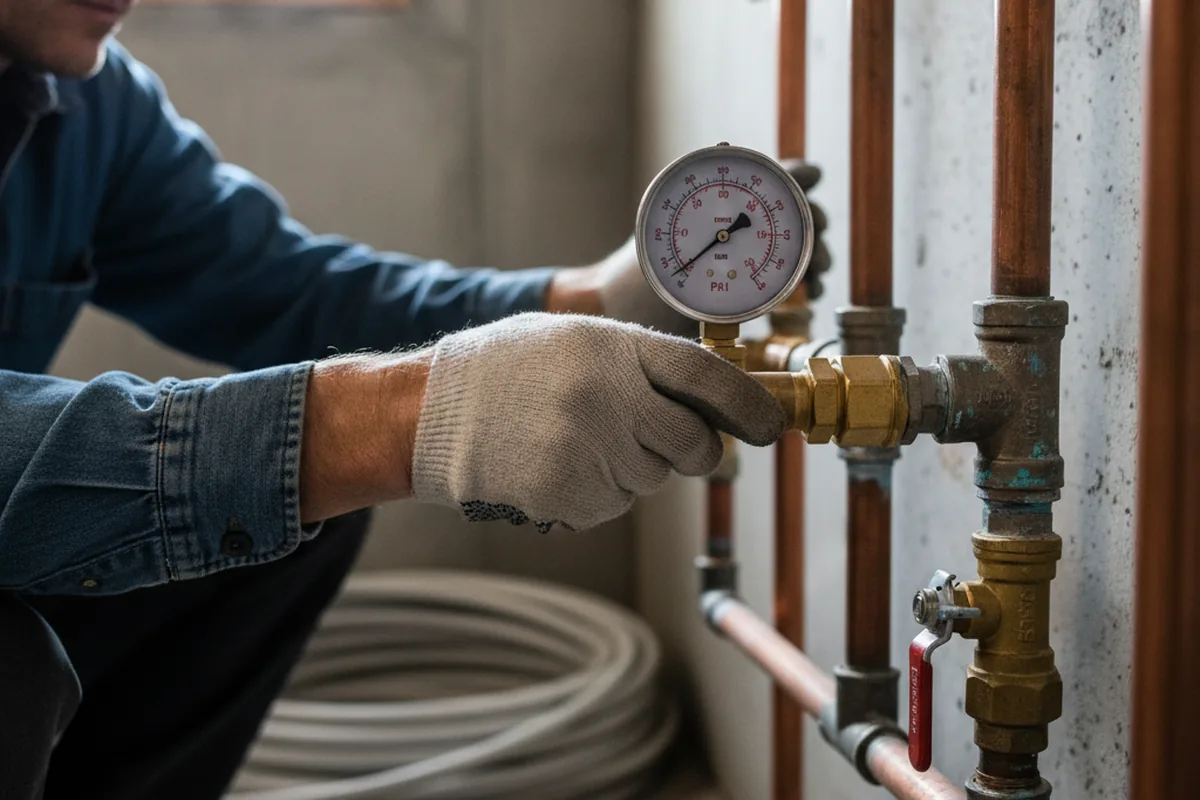 Pressure testing a repaired line during Water Line Repair in Bonanza